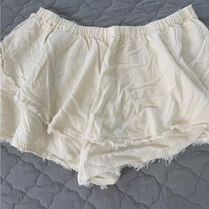 FREE PEOPLE Cream Frayed Hem skort
